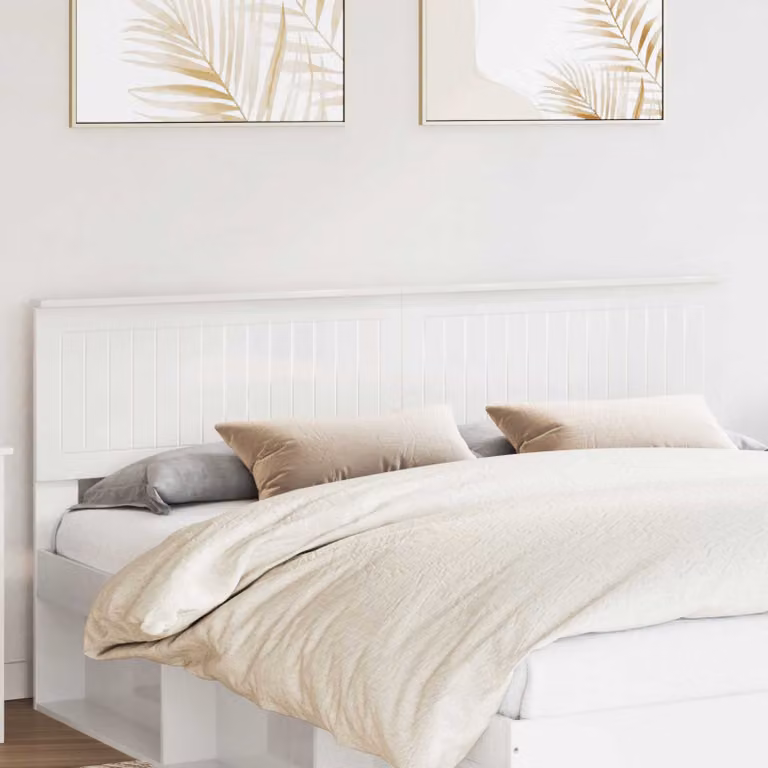 Testiera per letto moderna vidaXL in legno ingegnerizzato bianco lucido L: 183 cm, H: 90 cm, P: 32 cm