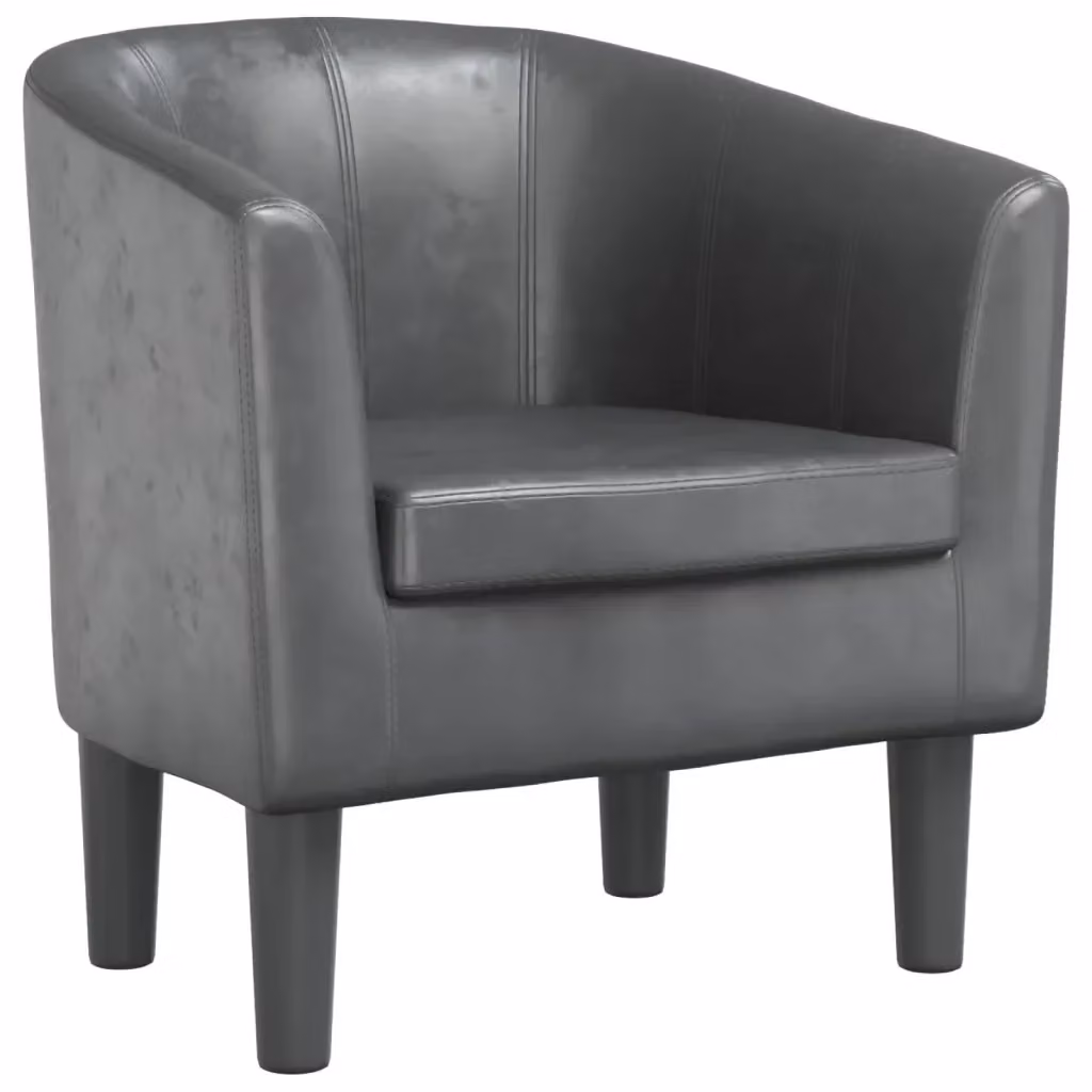 Divano Sedia-Poltrona Cabriolet Grigia in Similpelle con Braccioli e Design Moderno – 2