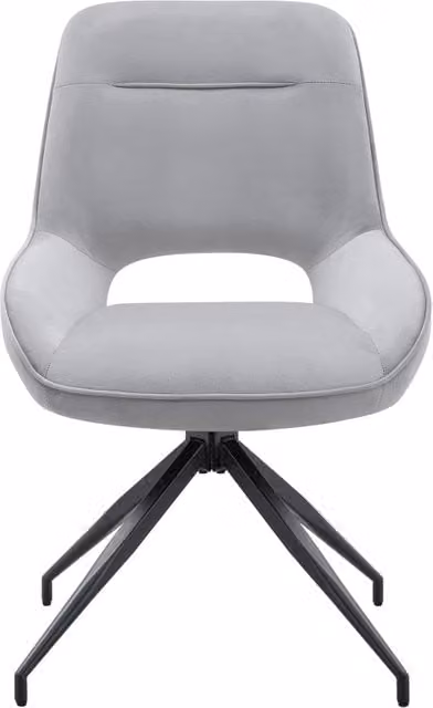 Sedia da pranzo girevole a 360 Chicfurn con braccioli in velluto grigio e metallo nero
