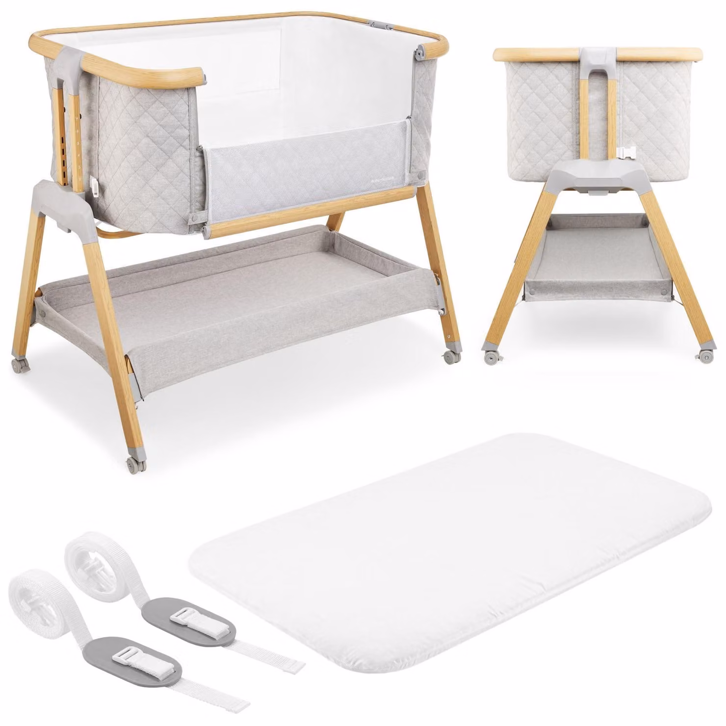 Letto pieghevole 3-in-1 per bambini fino a 9 kg, con altezza regolabile e dotato di rotelle