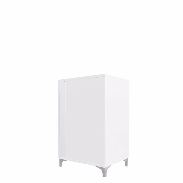 Cassettiera con illuminazione a LED BANTRY 2 – bianco / bianco lucido, angolo sinistro