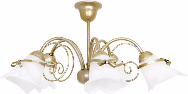 Lampada a sospensione Luminex Kokarda in metallo e vetro oro, Ø 58 cm