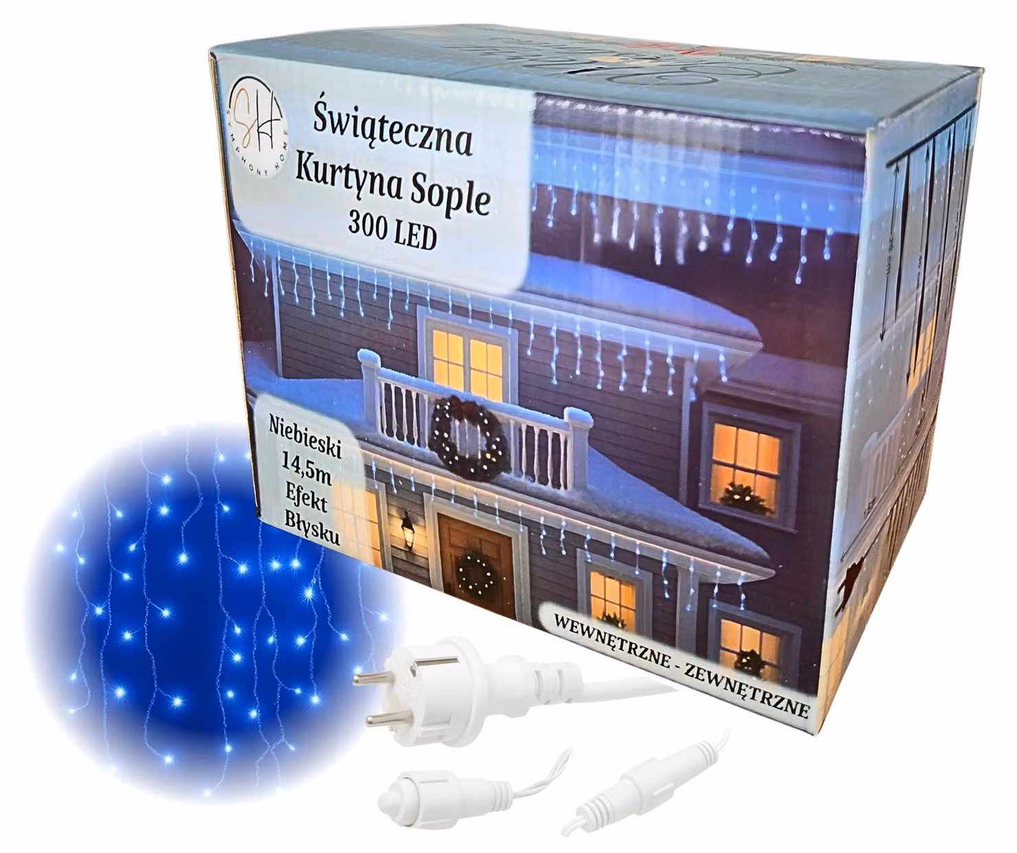 Tenda luminosa a LED - 300 LED - 14,5 m - Illuminazione da esterno - Luci blu
