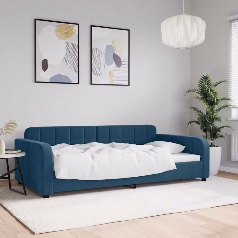 Letto da giorno vidaXL in velluto blu con struttura moderna L: 100 cm, P: 200 cm, H: 71 cm