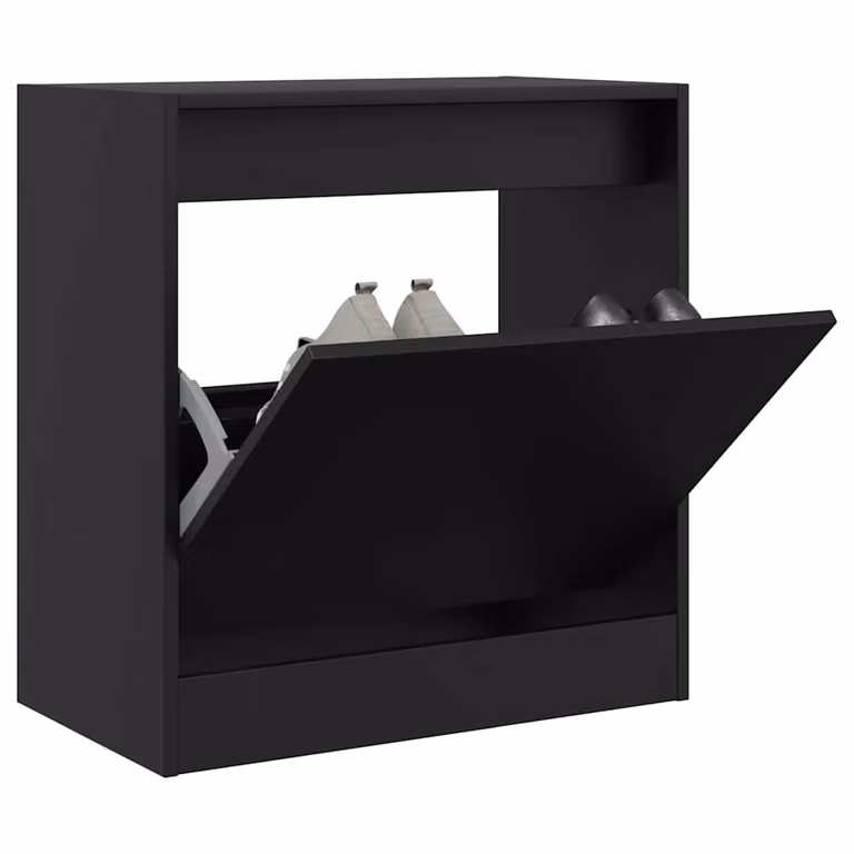 Scarpiera moderna vidaXL nera con ante a ribalta in legno opaco L: 60 cm, P: 34 cm, H: 63,5 cm