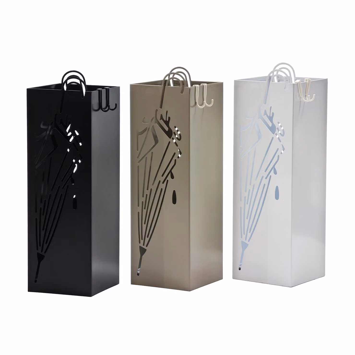 Portaombrelli in metallo VESTIAMO CASA con ganci design moderno e finitura opaca H 48 cm x L 15 cm x P 15 cm – 1