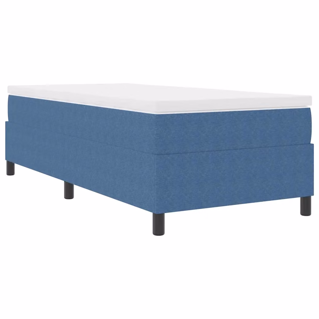 Letto a molle vidaXL in tessuto cord blu e bianco L/P/H: 200 x 90 x 41,26 cm – 2