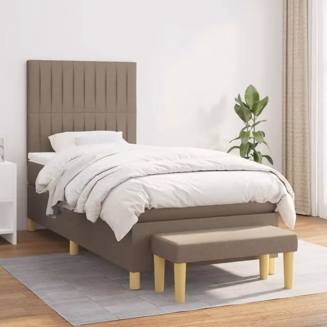 Letto Ibrido con Giroletto a Molle e Materasso vidaXL, Colore Beige e Bianco, L/P/H: 90 x 200 x 203 cm – 1
