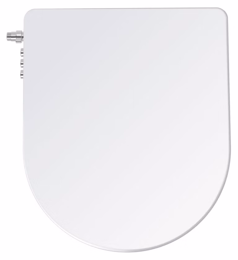 Copertura per bidet e WC a forma di "D" con sistema di chiusura a scatto, colore bianco