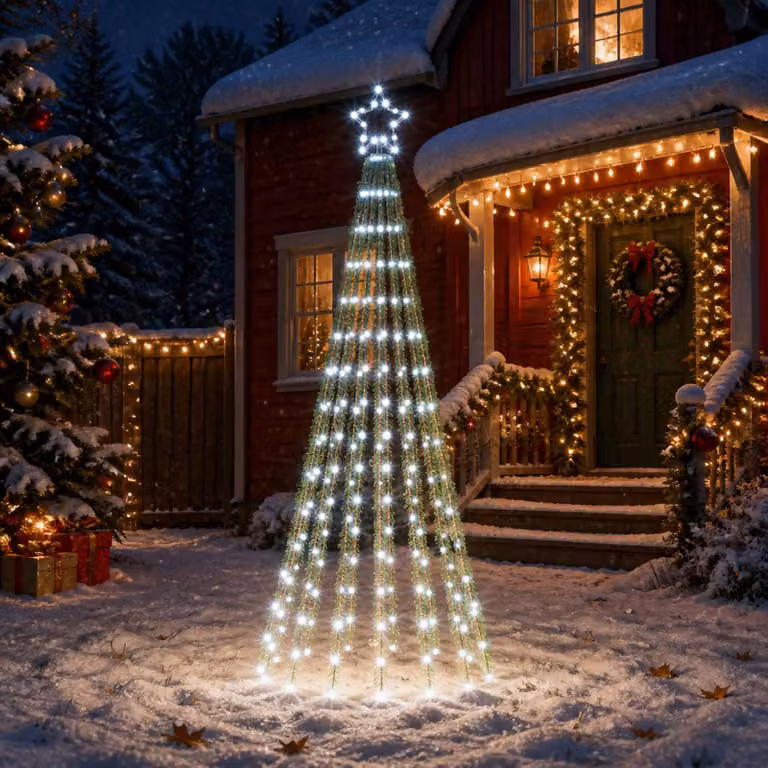 vidaXL Albero di Natale LED 180 cm 255 LED Bianco freddo Acciaio Nero