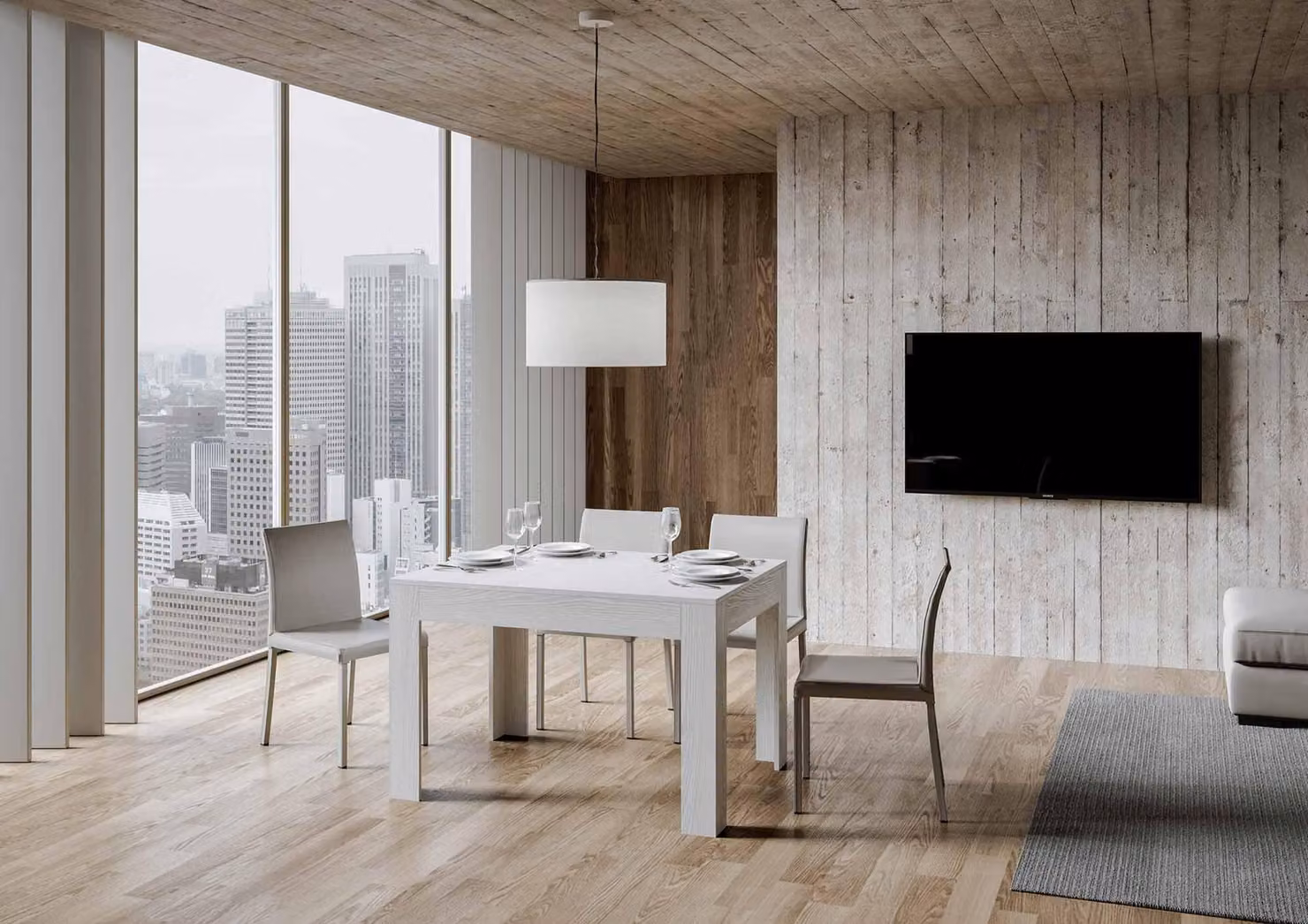 ITAMOBY - Tavolo allungabile 120/180x90 cm Bibi bianco frassino