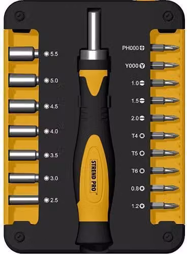 Set di inserti e bussole Strend Pro WT536, 18 pezzi, con cacciavite