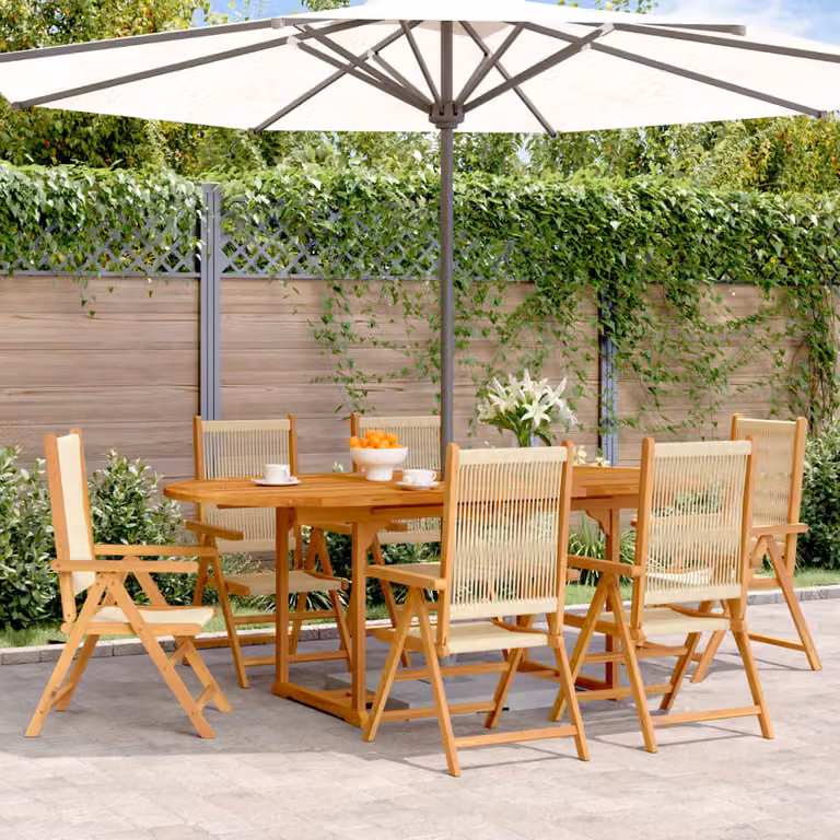 Maison Exclusive - Set da pranzo da giardino 7 pezzi in polipropilene e legno massello, beige
