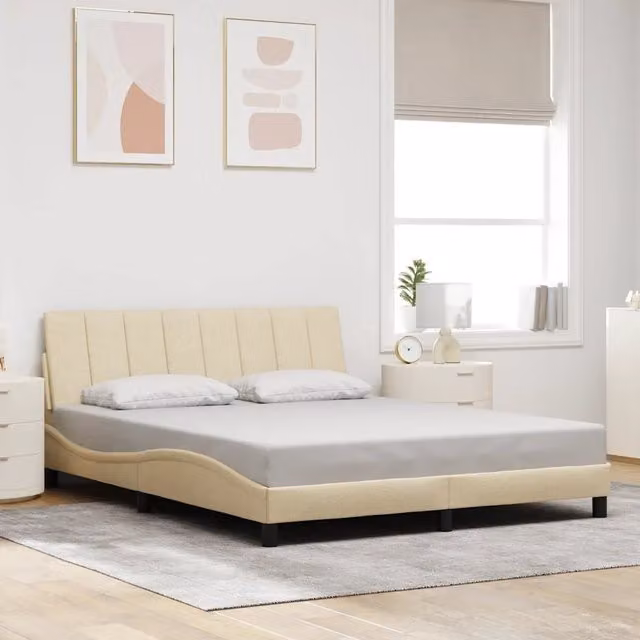 Giroletto senza Materasso-Struttura Letto Hanko Crema 160x200 cm in Tessuto 718204