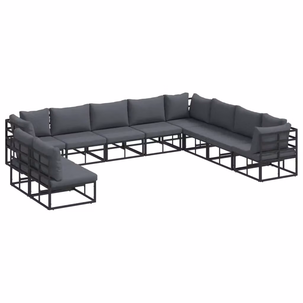 Set Divano da Giardino a L vidaXL in Alluminio Antracite con Cuscini Imbottiti e Rivestimenti Rimovibili – 2