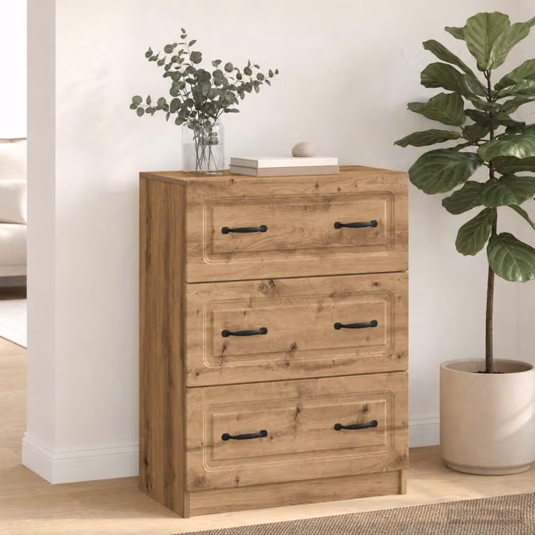 Carrello mobile con cassetti vidaXL in legno ingegnerizzato marrone L: 66 cm, P: 34,5 cm, H: 87 cm