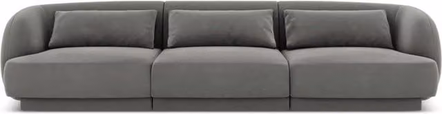 Divano 3 posti Tulum Cosmopolitan Design in velluto grigio L: 255 cm, P: 70 cm, H: 79 cm