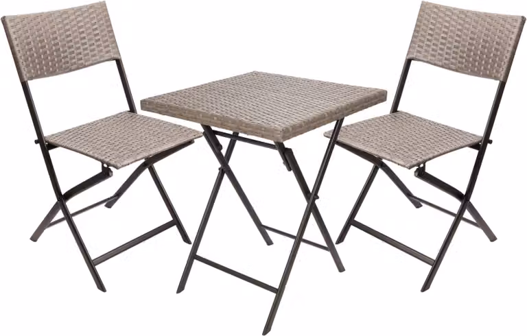 Set da giardino in stile toscano, con tavolo e 2 sedie, resistente agli agenti atmosferici e pieghevole