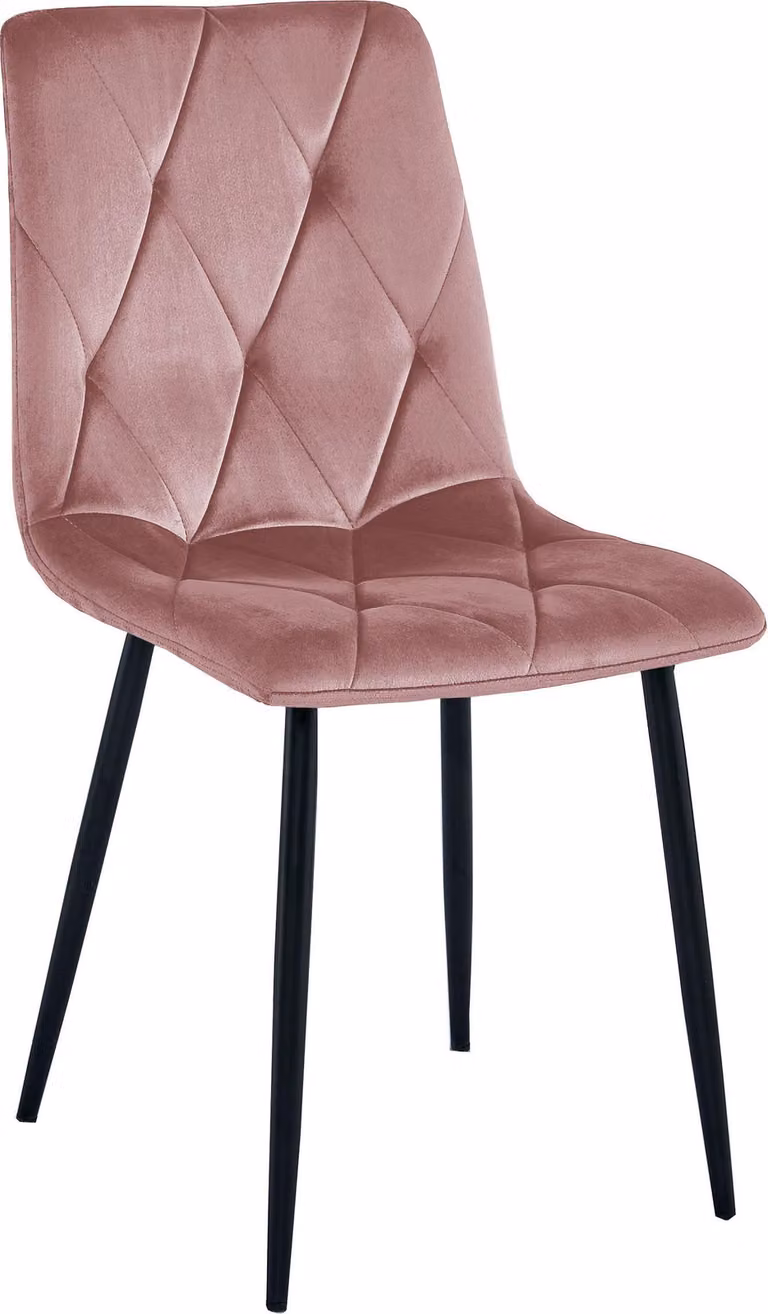 Sedia Libra in velluto, rosa, con gambe nere, 1 pezzo