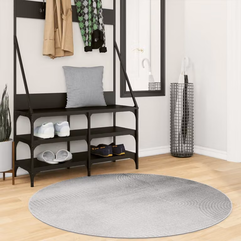 Tappeto rotondo vidaXL IZA in poliestere con design scandinavo geometrico, Grigio, Ø 120 cm