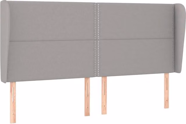 Testata ad orecchio in tessuto grigio chiaro per la tua camera da letto L: 203 cm, P: 23 cm, H: 118/128 cm