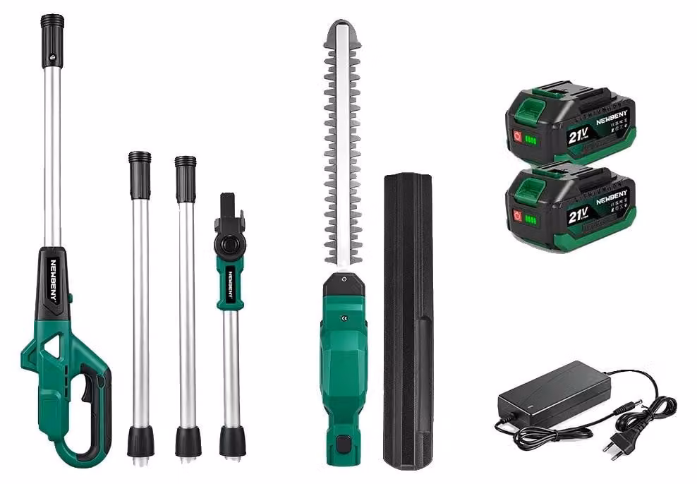 Tagliasiepi, motore senza spazzole, angolazione regolabile, 2 batterie, spina EU da 100V-240V
