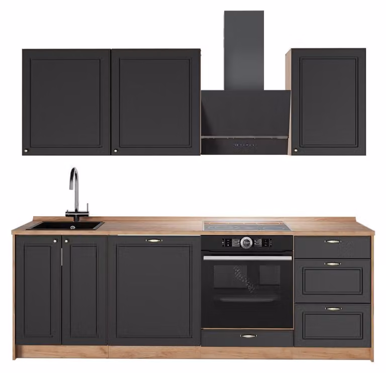 Cucina componibile Vicco Fame-Line Oro-antracite rustico/Rovere dorato 230 cm, PL Rovere, Model 63975