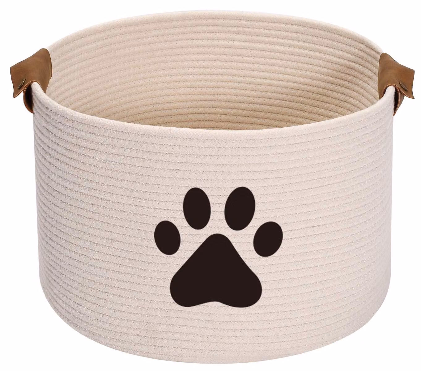 Cesto rotondo in corda intrecciata, ideale per riporre i giocattoli del cane