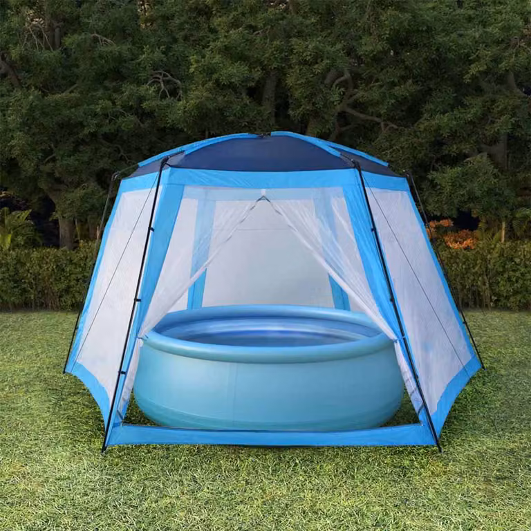 Tenda per Piscina in Tessuto MERCATOXL Blu L: 660 cm, P: 580 cm, H: 250 cm
