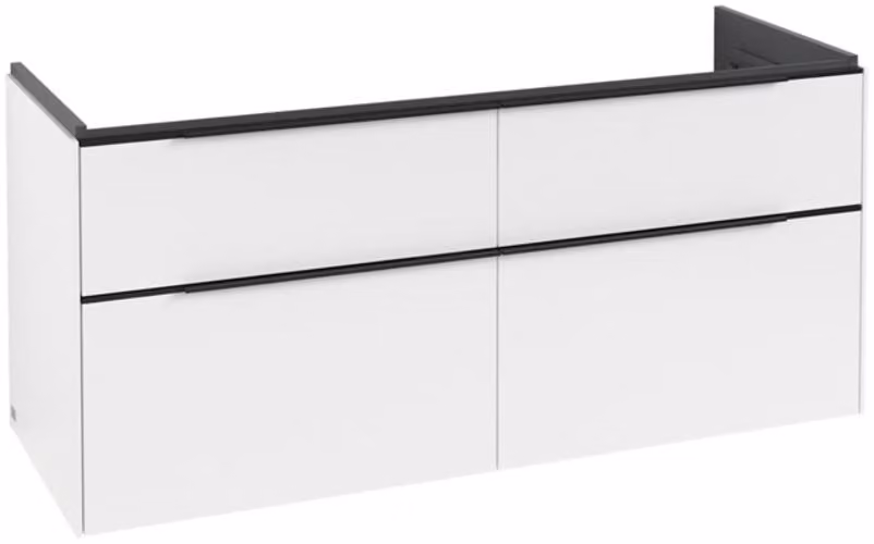 Villeroy & Boch Subway 3.0 armoire sous lavabo, éclairage LED, 4 tiroirs, lavabo au centre, 1272x576x478mm, C602L1VF, C602L1VF