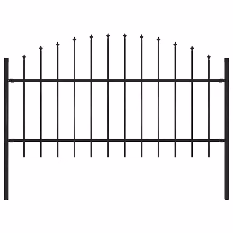 Recinzione da giardino vidaXL Woerden con punta a lancia in acciaio nero, H: 125 cm, L: 180 cm