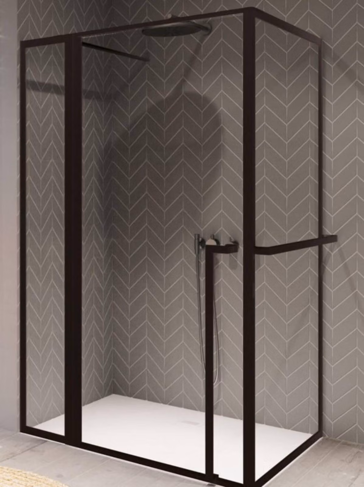 Porta doccia con parete laterale Riho Lucid GD203 XL 110x80x200 cm colore telaio nero GD211B080