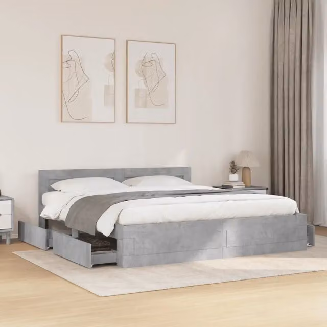 Giroletto Testiera Grigio Cemento 180x200 cm Legno Multistrato 3295544