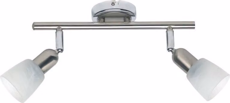 BRILLANTE tubo spot Sofia | faretto da soffitto | metallo/vetro | cromo/bianco | teste orientabili | 2 lampadine | 2x E14 max 40 W
