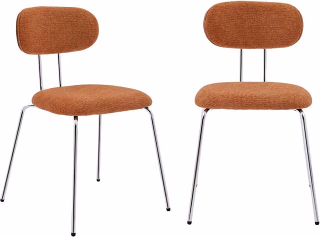 Set di 2 sedie Sweeek in legno tinto noce e tessuto idrorepellente colore terracotta