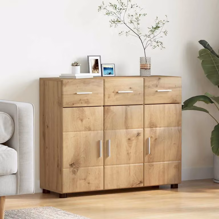 Credenza moderna vidaXL FLORIN in rovere marrone, L 88,5 x P 30,5 x H 73 cm