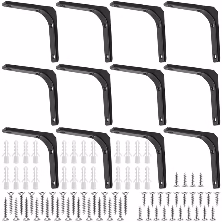 Solidchoice - Set di 12 supporti robusti neri per mensole, lunghezza 4,1 pollici