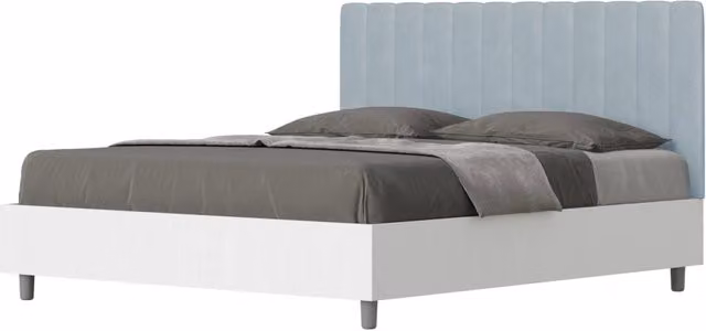 Letto Matrimoniale Giordanoshop con Struttura Imbottita in Microfibra Blu L/P/H: 160 x 200 x 113 cm – 1