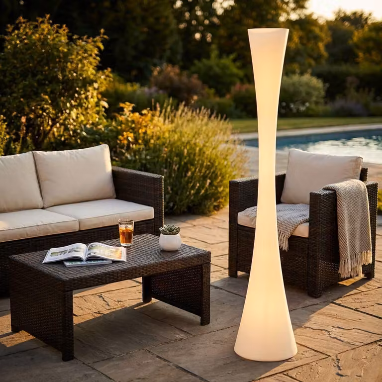 Milani Home - lampada luminosa da esterno, design scultoreo in polietilene, diametro 35 x 173 cm, per giardino terrazzo e bordo piscina