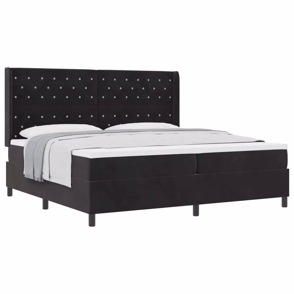 Letto a molle con materasso vidaXL in velluto nero L/P: 200 x 200 cm – 2