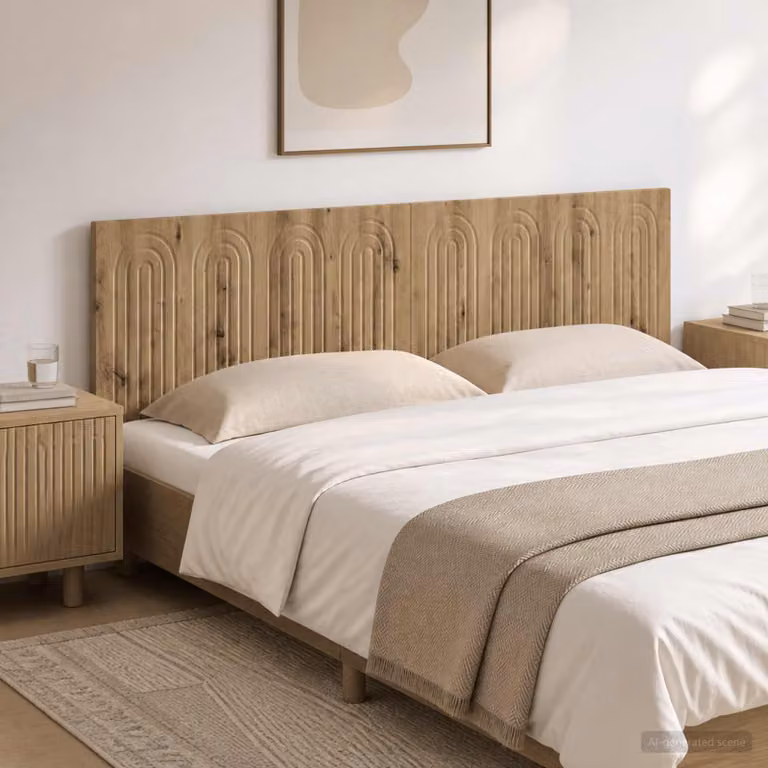Testiera da muro vidaXL ALKMAAR in legno ingegnerizzato marrone per camera da letto L: 180,5 cm, H: 50 cm, P: 15,6 cm