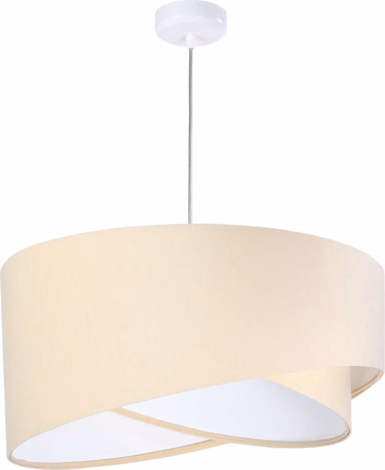 Lampada a sospensione E27 in tessuto metallico bianco crema