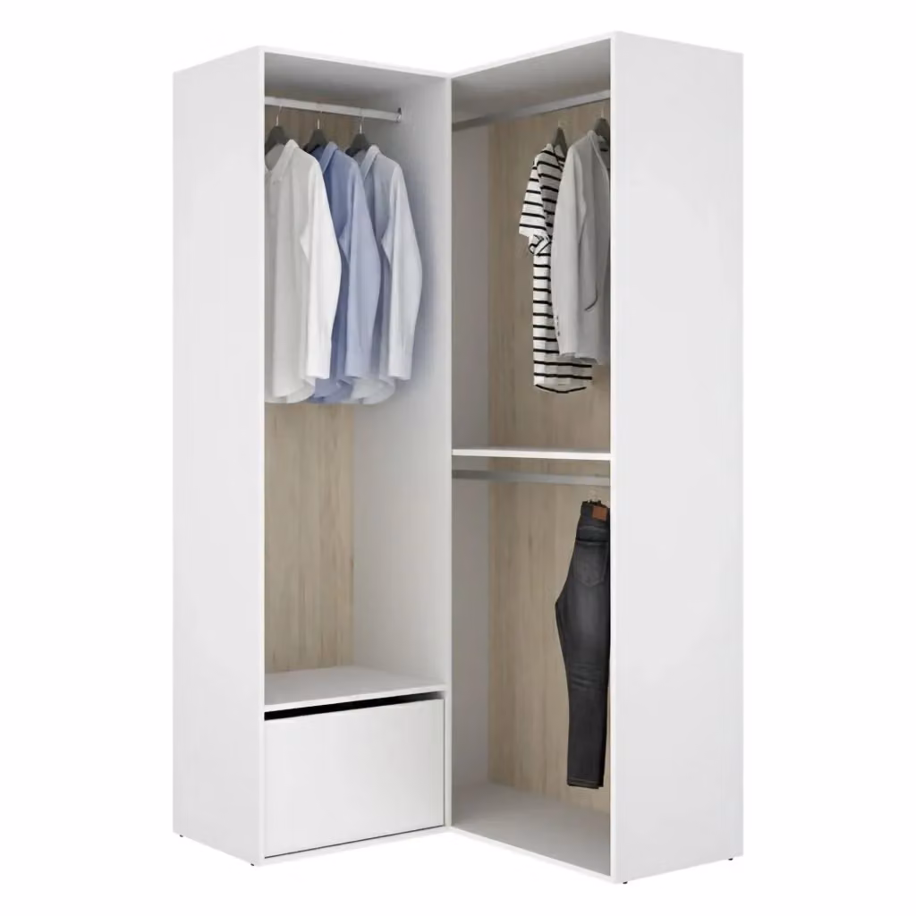 Armadio da camera da letto DMORA Evansdale moderno con ante battenti soft close, colore bianco e rovere, L: 105 cm, H: 205 cm – 2