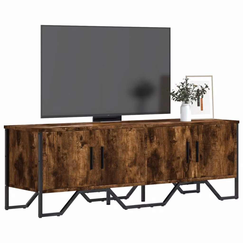vidaXL Mobile Porta TV Rovere Fumo in Legno e Metallo con Ruote L: 122 cm, P: 34 cm, H: 41 cm