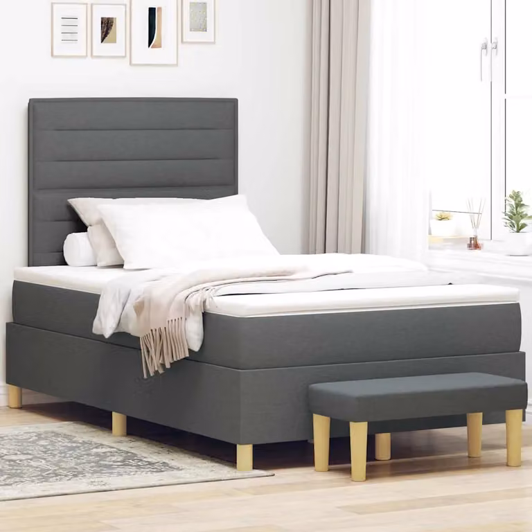 Letto a molle con materasso vidaXL in tessuto Grigio, L/P/H: 120 x 200 x 128 cm