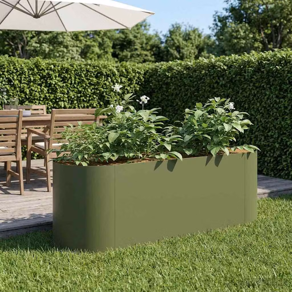 Letto rialzato da giardino vidaXL in metallo Corten Verde Oliva L: 120 cm, P: 40 cm, H: 40 cm