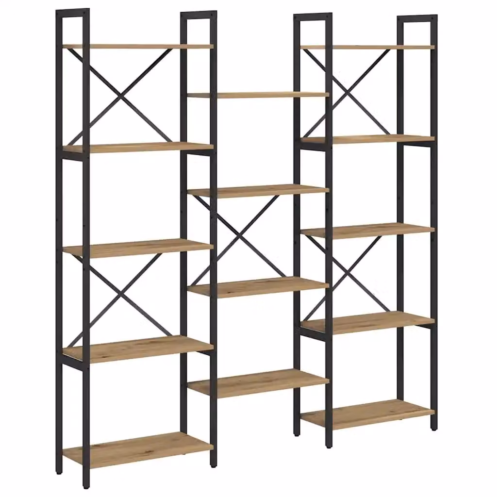 Libreria stile industrial vidaXL in legno e metallo, marrone e nero, L 156 x P 25 x H 167 cm – 2