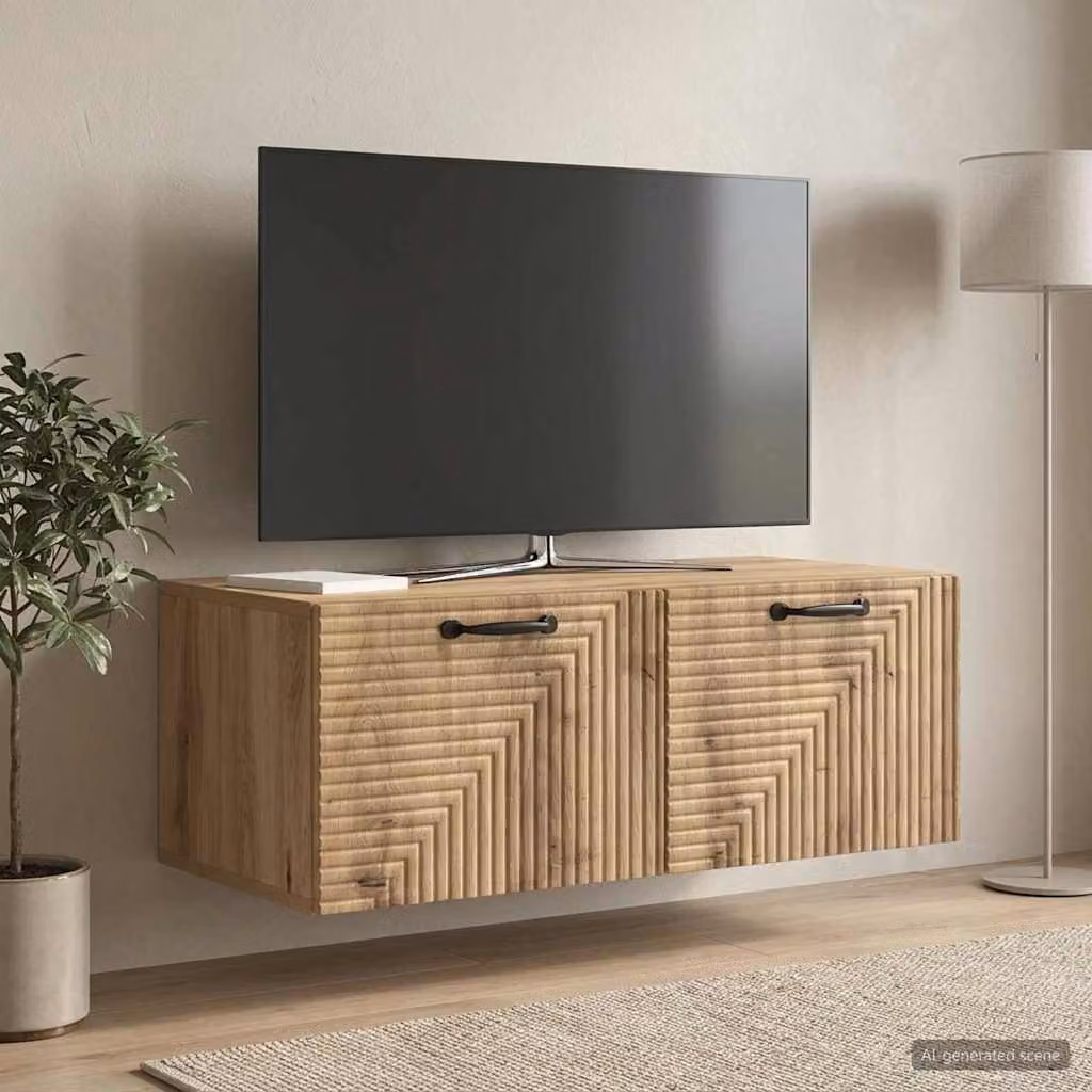 Mobile Porta TV da Muro vidaXL in Rovere Artigianale, Marrone, L: 78,5 cm, P: 41 cm, H: 30 cm