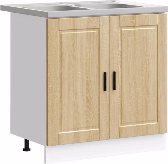 Mobiletto per Lavabo | Armadio Lavabo Porto 2 pz Marrone Legno multistrato