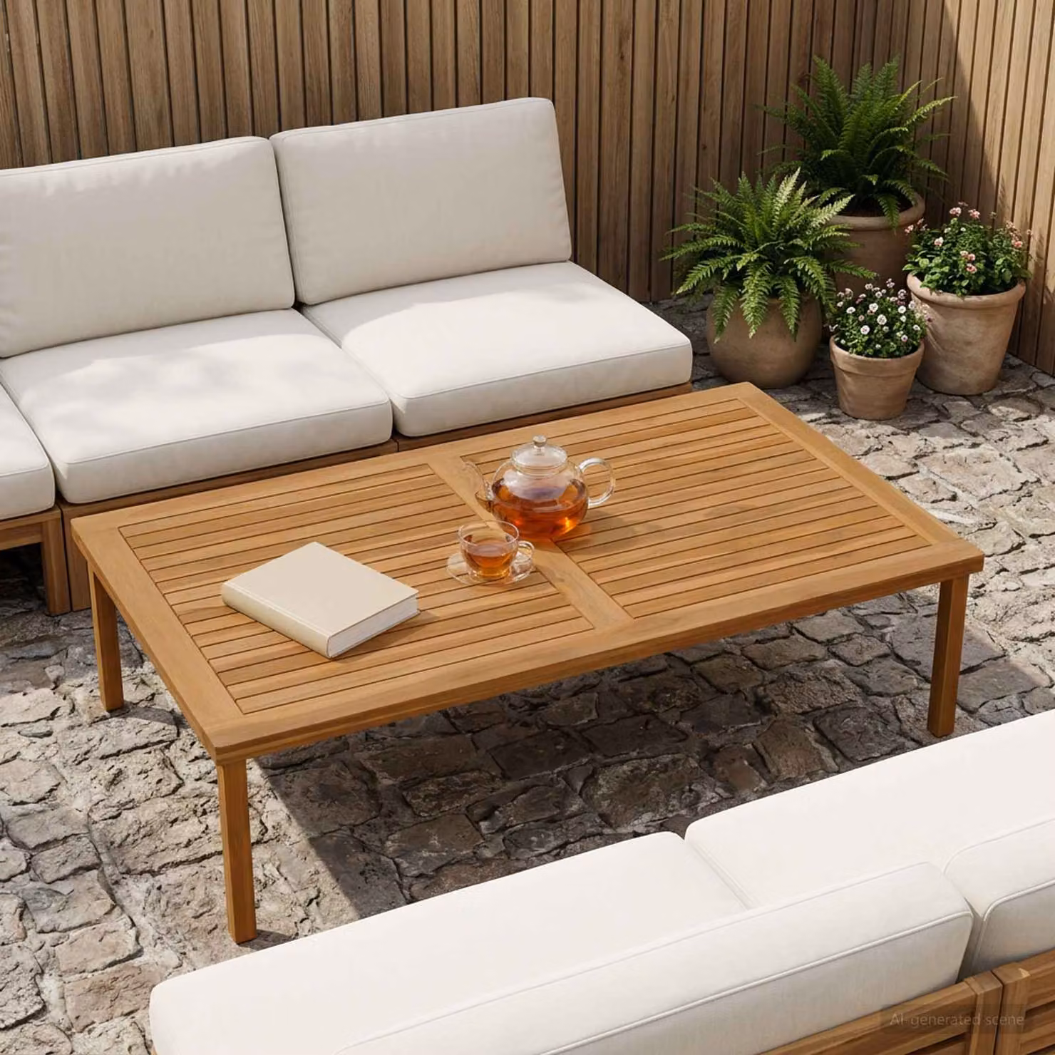 Piano del tavolo rettangolare vidaXL in legno di teak massiccio naturale, colore marrone, L: 120 cm, P: 70 cm, H: 2,5 cm